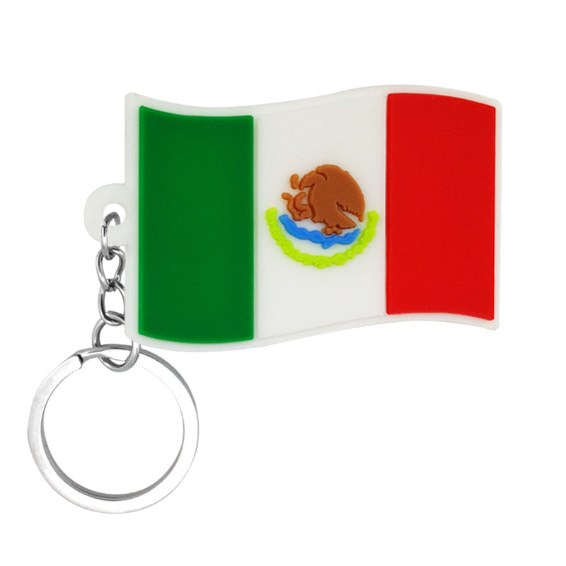 Al por mayor 10pcs US México Flagación del Reino Unido de la bandera de Francia PVC Keychain